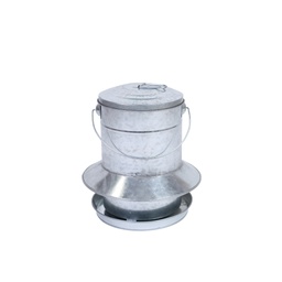 [11435] Galvanised poultry feeder with rain protection 9 kg