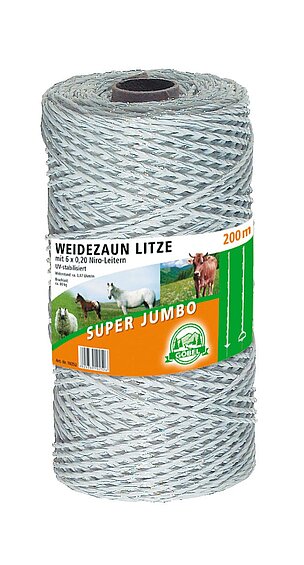 Electric fence wire 6mmx200m white / 6x0.20mm RVS Göbel