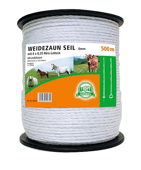 Electric fence wire 6mmx500m white / 6x0.20mm RVS Göbel