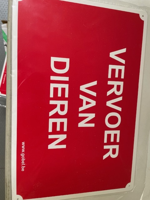 Waarschuwingsbord ‘Vervoer van dieren’